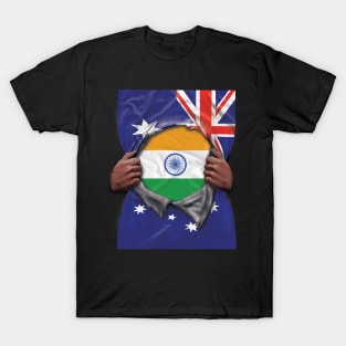 India Flag Australian Flag Ripped - Gift for Indian From India T-Shirt